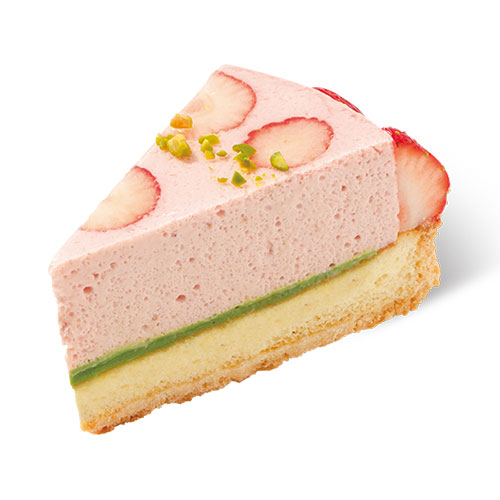 8月のおすすめケーキ「すずあかね苺とピスタチオのタルト」